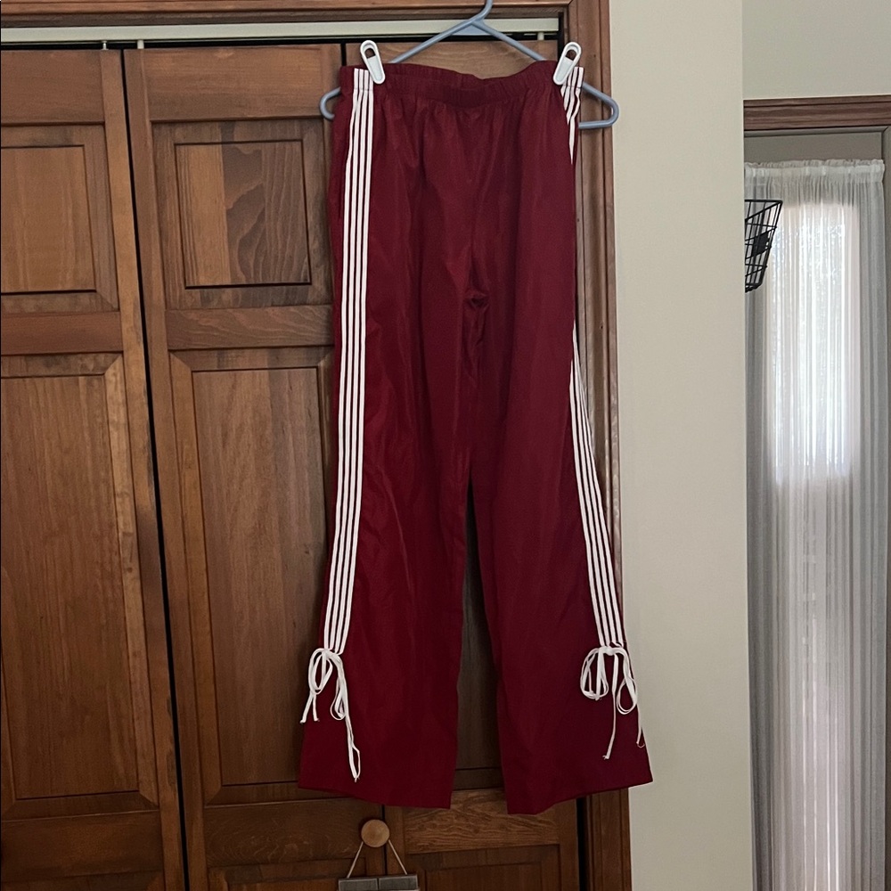 Edikted Red Track Pants with White Stripes